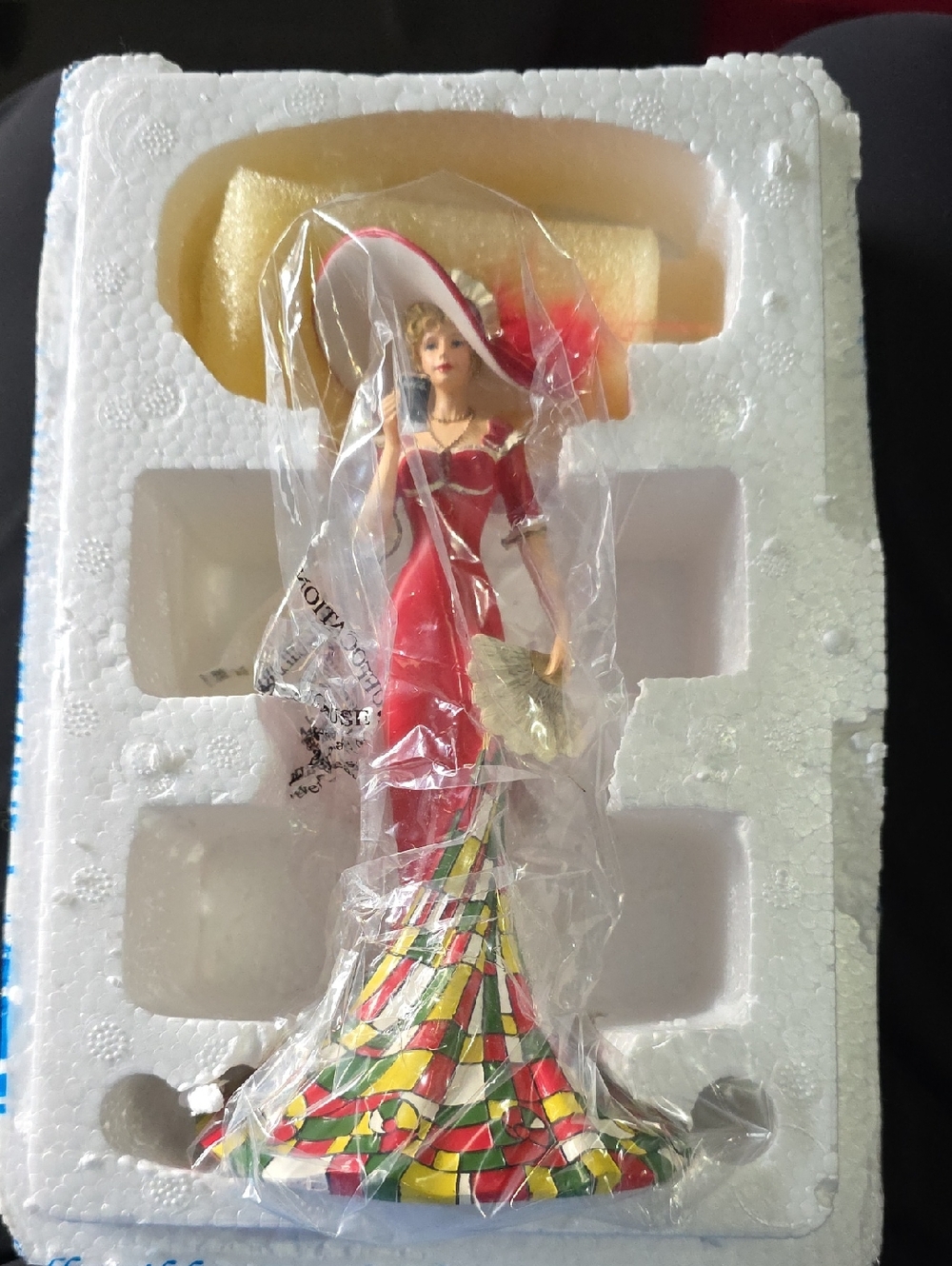 Hamilton Collection- Coca Cola Red Lady Figurine with Colorful Patterned Skirt